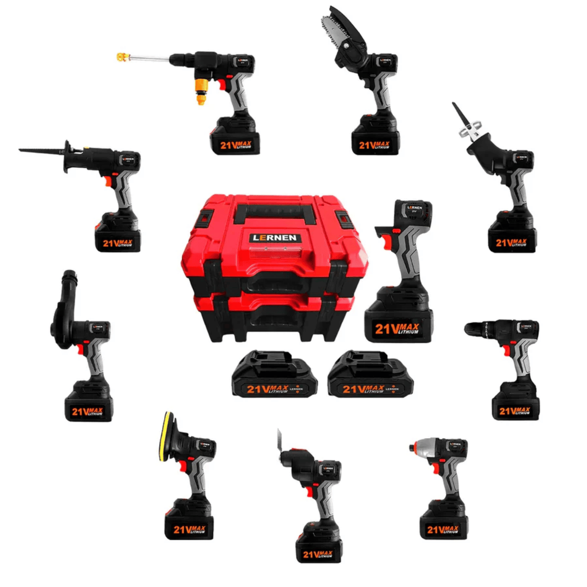 Combo Taladro + Herramientas 10 En 1 + Maletín + 2 Baterías