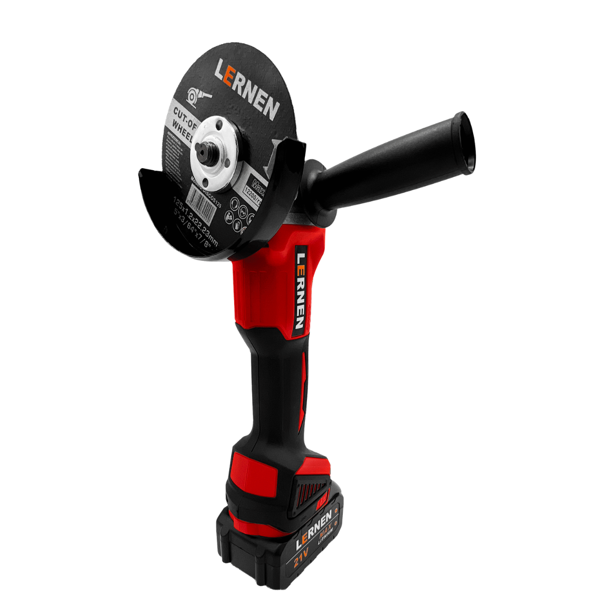 Amoladora Inalámbrica LERNEN 125mm + 2 Baterías + 8 Discos