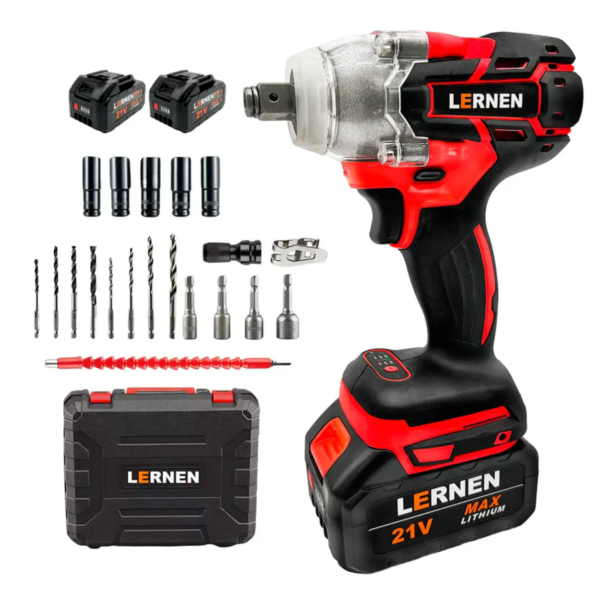 Llave De Impacto 1/2 LERNEN Inalámbrica + 2 Baterías + Accesorios