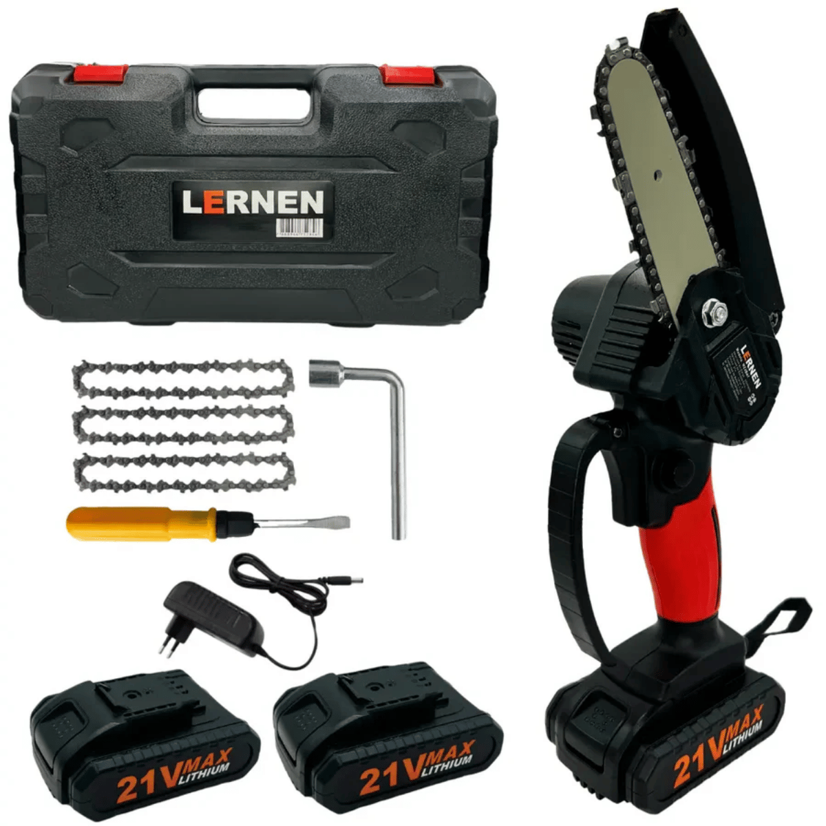 Motosierra Podadora LERNEN Inalámbrica  4" + 2 Baterías