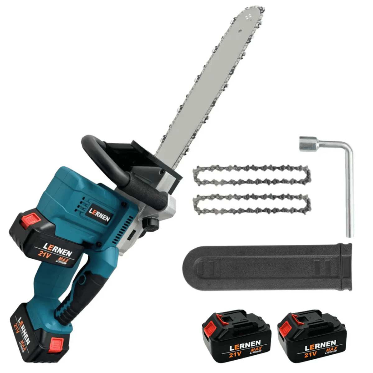 Motosierra Podadora LERNEN Inalámbrica 16" + 2 Baterías + Cadenas
