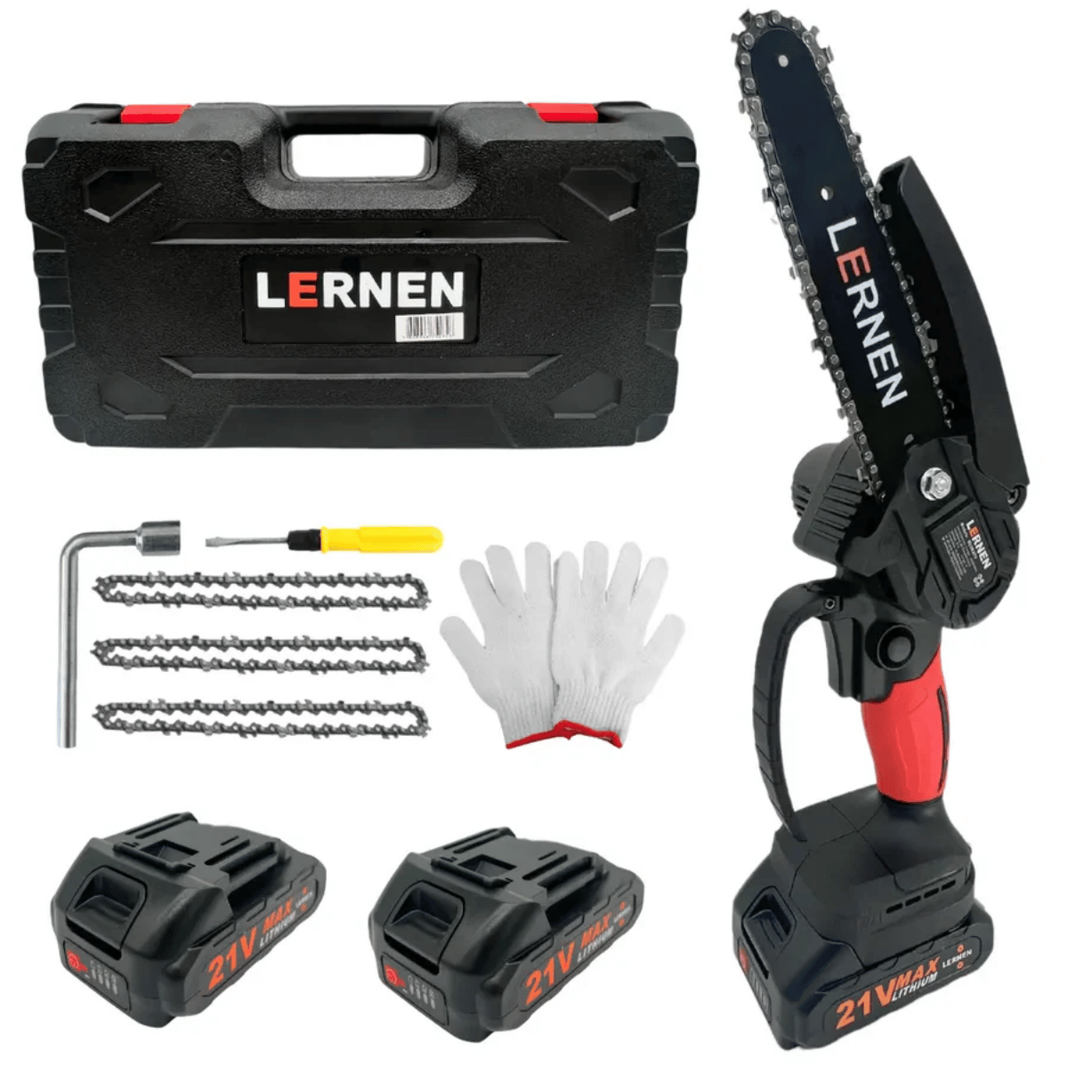 Motosierra Podadora LERNEN Inalámbrica 6" + 2 Baterías